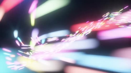the background of neon lights . Neon rays move along a trajectory at high speed. loop