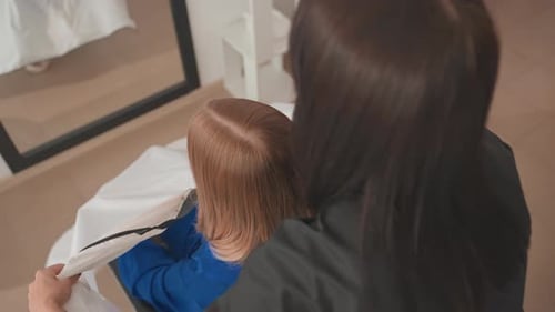 Child Getting Haircut at Salon, Hairstyle, Beauty