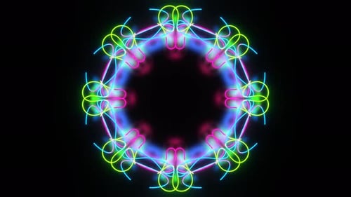 Pink And Blue And Green Neon Exciting Mandala Background Vj Loop | 4K