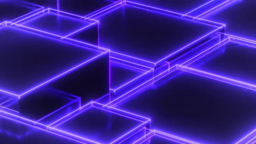 Glowing purple cubes intersect