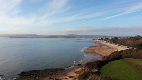 Aerial rising view looking towards Dawlish from Orcombe Point Exmouth Devon England