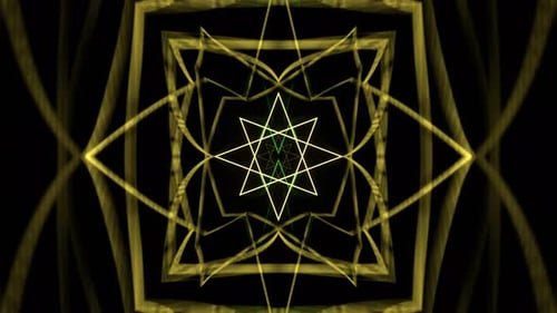 Green And Yellow Neon Corridor With Geometric Lasers Background Vj Loop In 4K