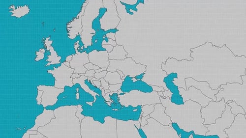 Animated Flat Design World Map Zoom To Ukraine
