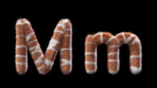 3D animation of a uppercase and lowercase Giraffe woolen letter M