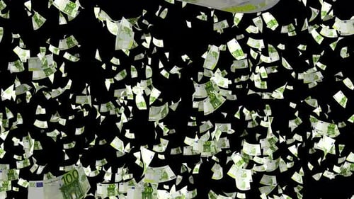 Money rain. Euro banknotes falling down