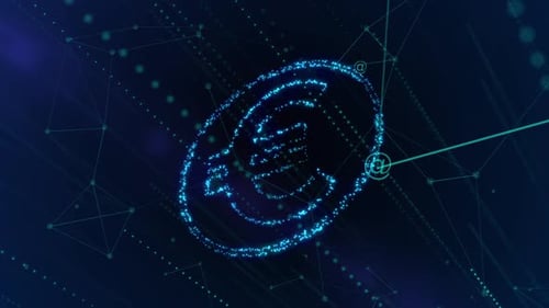 Digital Euro Symbol Particle Network Loop Background