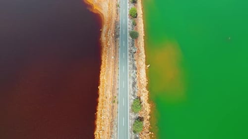 Aerial view of Mining activity. Apocalypse scenery. Earth destruction. Disruption of nature.
