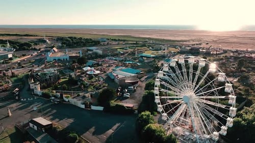 Aerial of ferris wheel on the beach at Southport United Kingdom