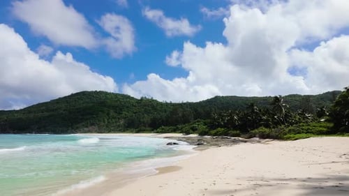 Footprints on a Sandy Tropical Beach Seychelles Mahe