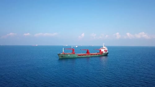 General cargo ship at sea - Aerial footage
