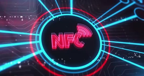 Símbolo de tecnología móvil de pago inalámbrico NFC, concepto digital 3D