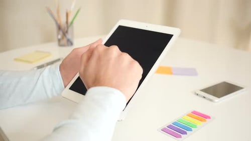 Man Using Digital Tablet, Close Up