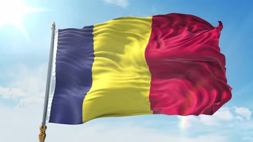 Realistic 3D National Flag Waving Animation Against Blue Sky