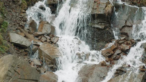 Awesome Landscape of Small Waterfalls Hittng Stone Blocks Power of ...