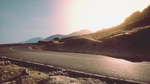 Road in Mountain at Lofoten Islands