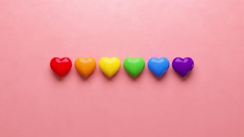 Floating Rainbow Hearts Animation for Love and Pride