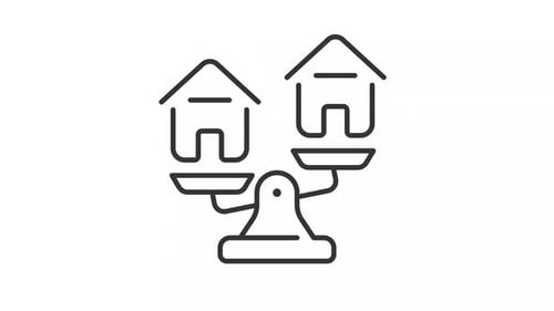 Animated Houses Balance Scale Line Icon