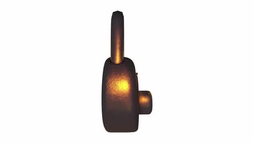 Golden Padlock Isolated on White Background