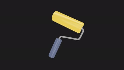 Animated 3D Paint Roller Icon for Renovation Projects
