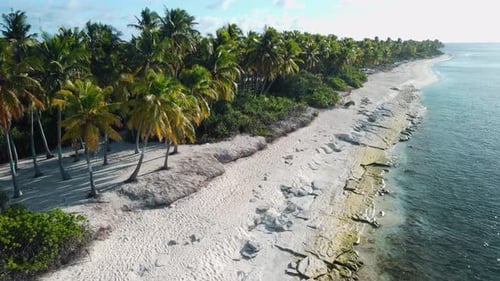 Tropical Beach and Quiet Ocean on Sunny Day Aerial View of Paradise Resort Island