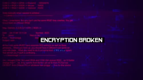 Warntext zur fehlerhaften Verschlüsselung auf dem Hacking-Hintergrundbildschirm V03