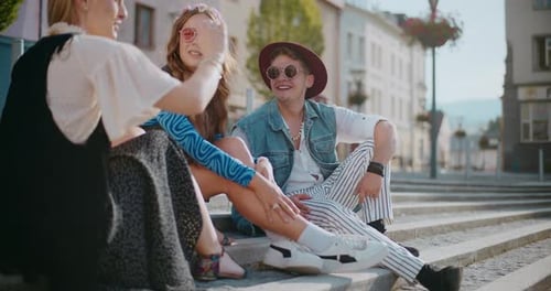 Three Friends Talking in the City