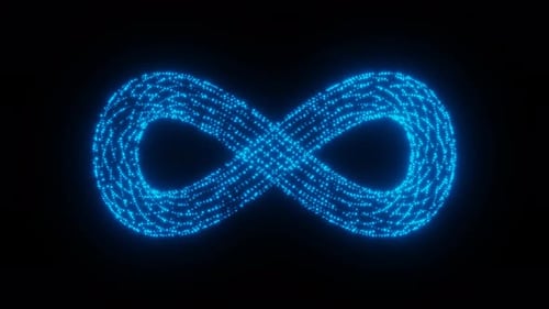 Blue Neon Digital Infinity Sign Loop Animation Background