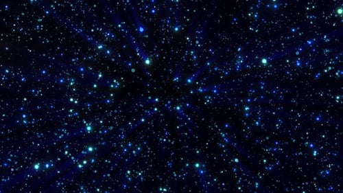 Futuristic Glowing Blue Particles Tunnel Travel Animation