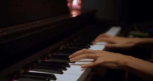 Piano Keys Close Up in Dark Colors