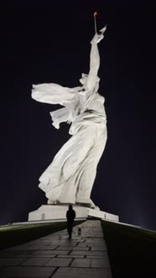 The Motherland Calls Monument at Night
