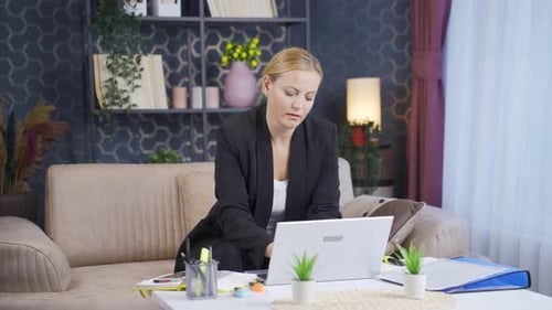 Home office worker woman feels physical good.