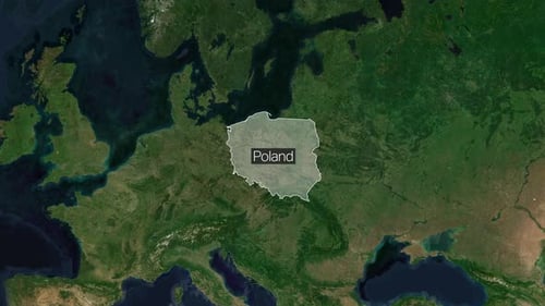 Animated Poland Map Outline Reveal on Satellite Globe