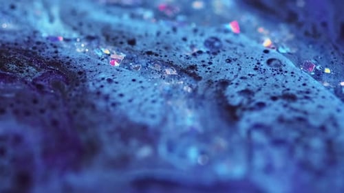 Shimmering Emulsion Sparkling Fluid Flow Blue Ink