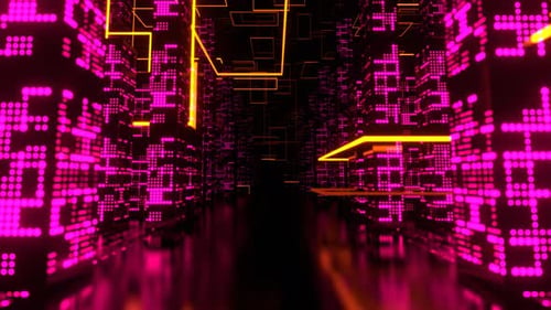 Pink And Orange Road To Neon Cyber City Background Vj Loop In 4K