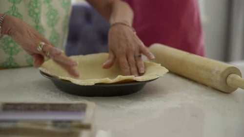 Grandmother and Grandsons Baking Pie Crust 45 Years