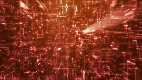 Digital Matrix Code Background Loop: Ein abstraktes 3D-Rendering eines komplexen Datennetzwerks