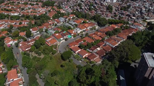 Tilt up to reveal the City of Caracas, Venezuela during the quarantine on a sunny day.