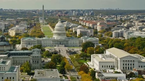 Cinematic And Beautiful View Of Washington DC Cityscape, USA
