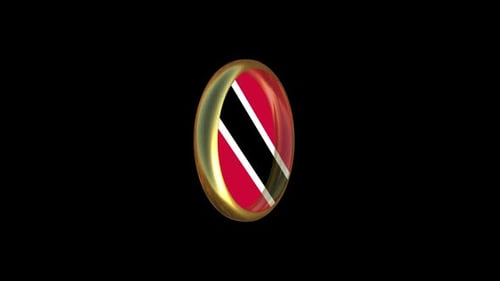 3D Rotating Trinidad and Tobago Flag Badge with Golden Ring