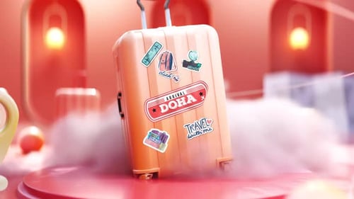 Doha, Reise-, Abenteuer- und Abreisekonzepte im Sommer. Orange- und Pfirsichfarben