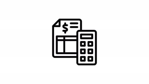 Animated Business Accounting Report and Calculator Outline Icon