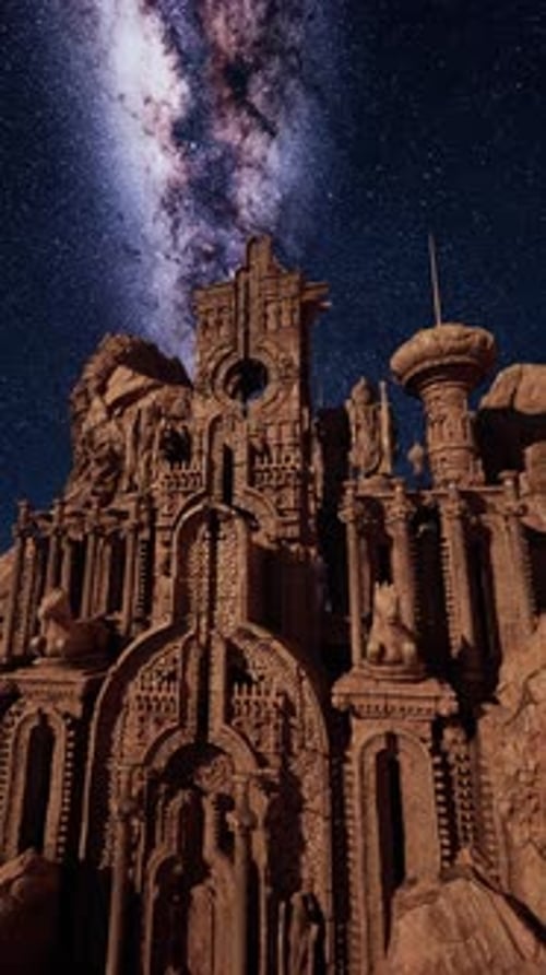 Majestic Castle Under Milky Way Stars