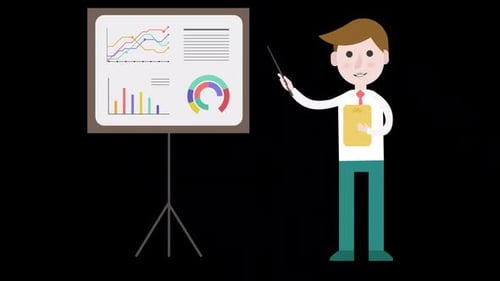 Successful Businessman Present Business Strategy On Flip Chart On Meeting Or Training On Alpha