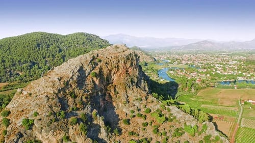 Aerial Footage Of Landscape Near Dalyan City, Turkey