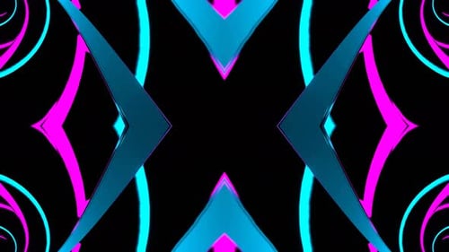 Cyan And Pink Neon Spiral In Mirror Kaleidoscope Background Vj Loop In 4K