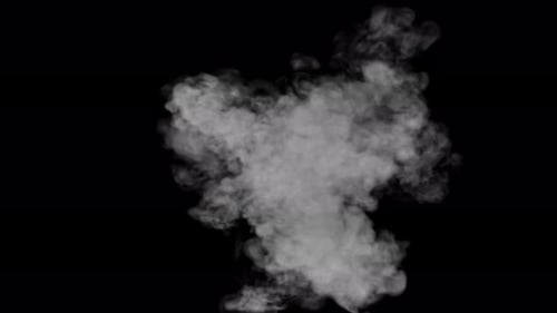 Exploding dust and fire on transparent background