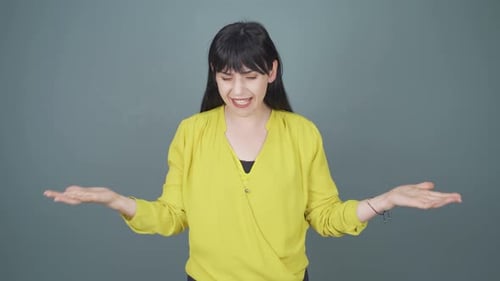 Woman Showing Emotions with Gestures and Expressions