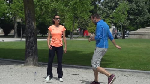 Sportive Joggers Resting and Stretching Body in City Park, Super