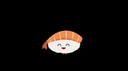 Cute Flat Design Shrimp Sushi Character Animation