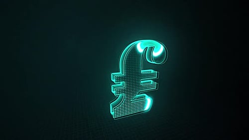 Glowing Neon Pound Sterling Symbol Reveal Animation